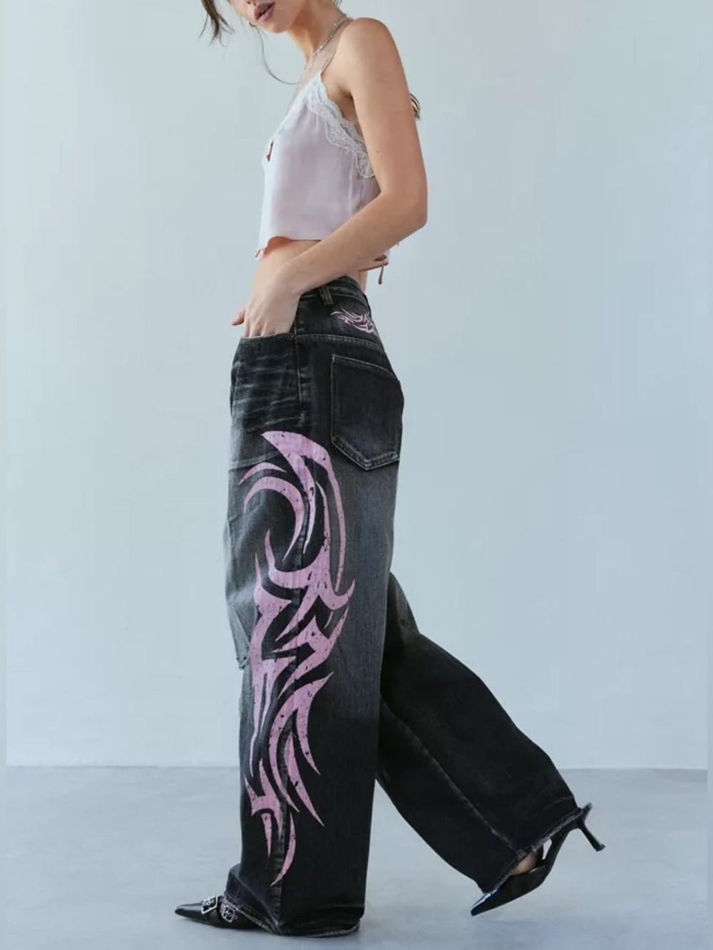 Jaded London Colossus Pink Blade Baggy Wide Leg Jeans XL / 32